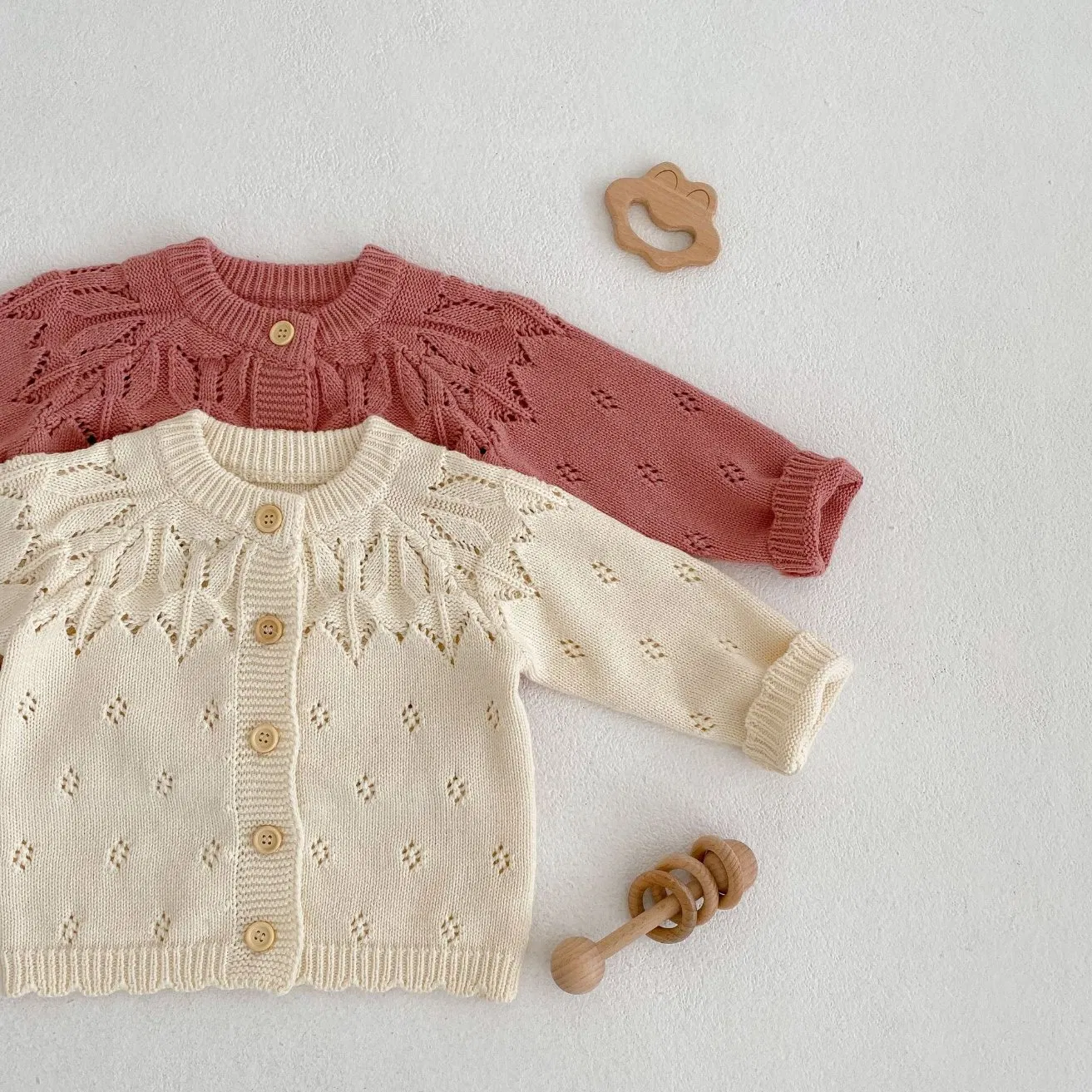 Spring Autumn Boys Girls Infant Kids Sweater Knitwear Baby Round Neck Knitted Cotton Cardigan