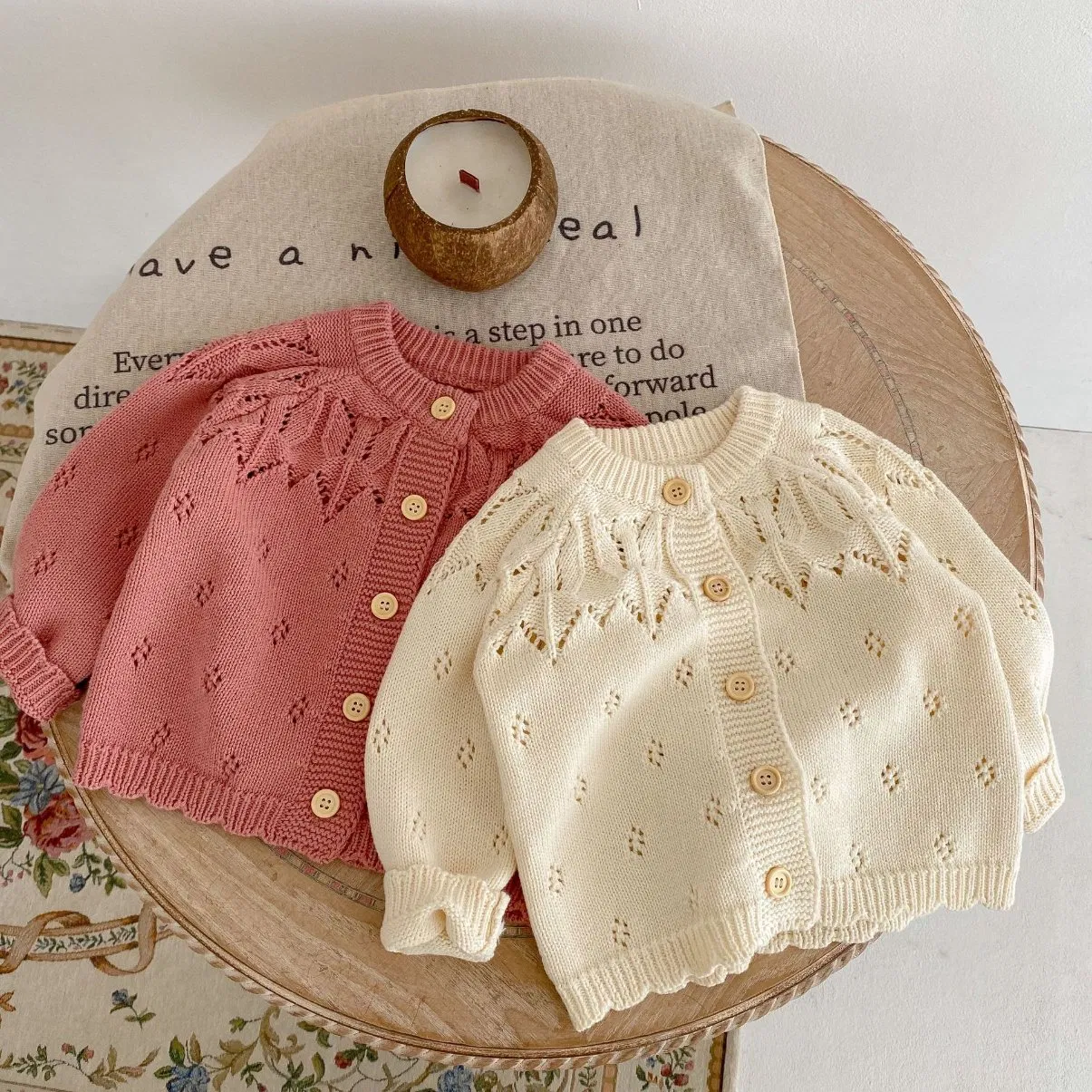 Spring Autumn Boys Girls Infant Kids Sweater Knitwear Baby Round Neck Knitted Cotton Cardigan