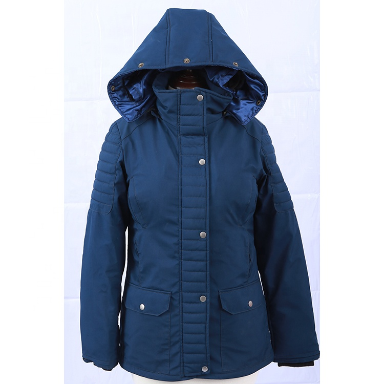 Custom Women Blue Tech Winter Parka Textile Jacket Parka