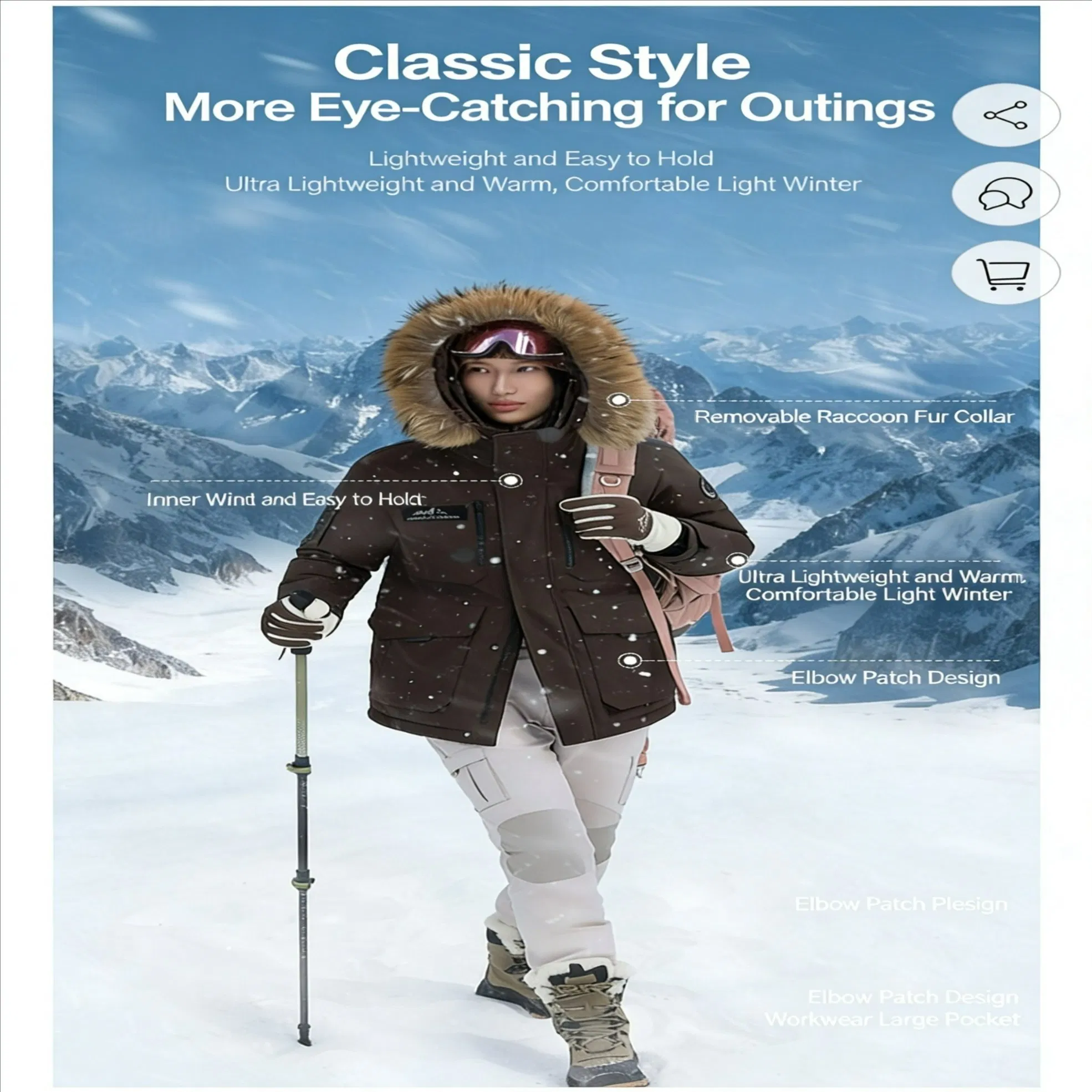 Fur Collar Ashion MID-Length Down Keep Warm Down Jacket