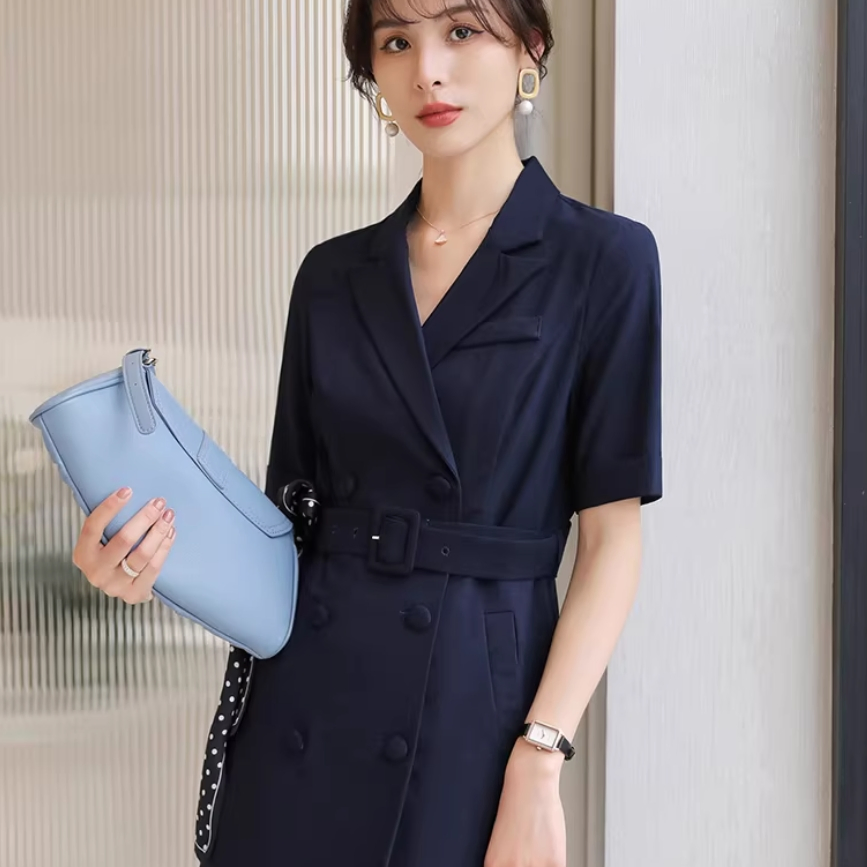 Women's Summer Short-Sleeved Fashionable Temperament Formal Blazer Dress