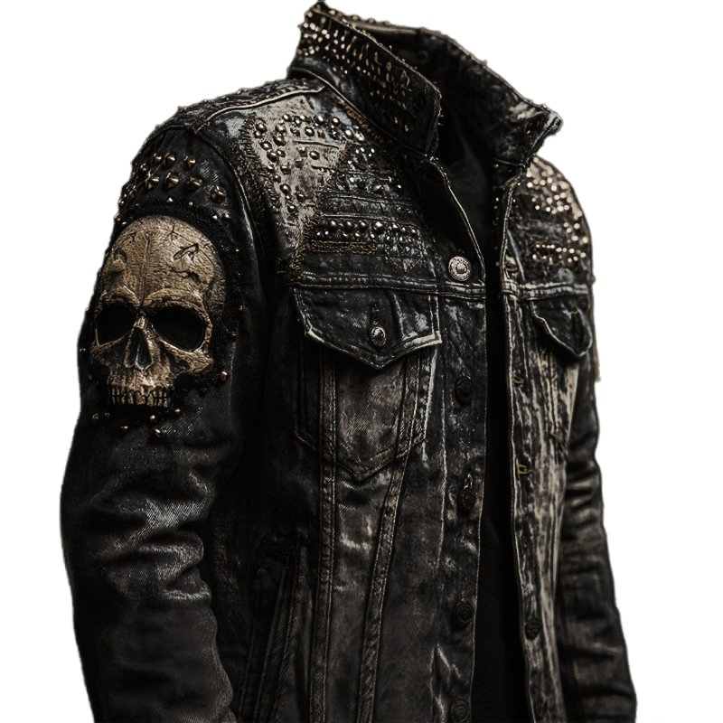 High-Quality Wholesale Customized Vintage-Streetwear Washed-Embroidery Button-Detailed Classic-Fit Men's Denim Jacket