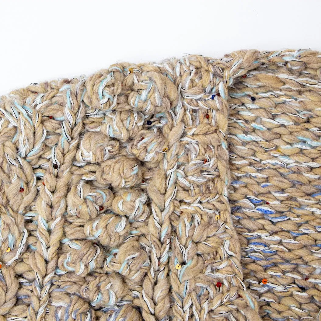 Artisanal Chunky Knit V Neck Button Front Textured Cropped Fashionable Knitted Cardigan