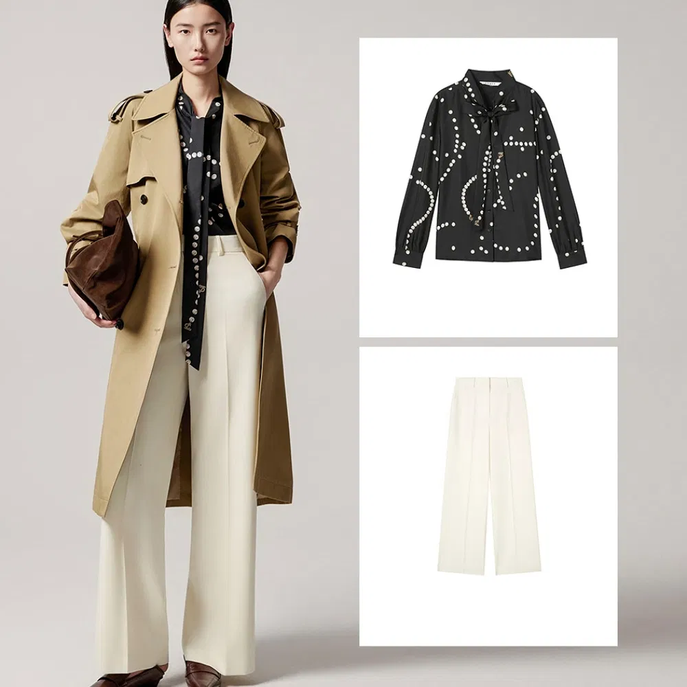 Sophisticated Longline Trench Coat with Black Button Closure