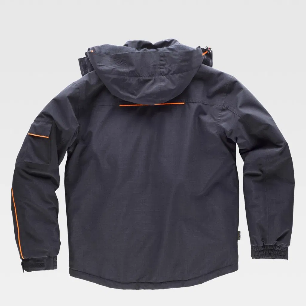 Men Winter Jackets Detachable Hood Black Outwear Waterproof Padded Parka with Contrast Border Trims