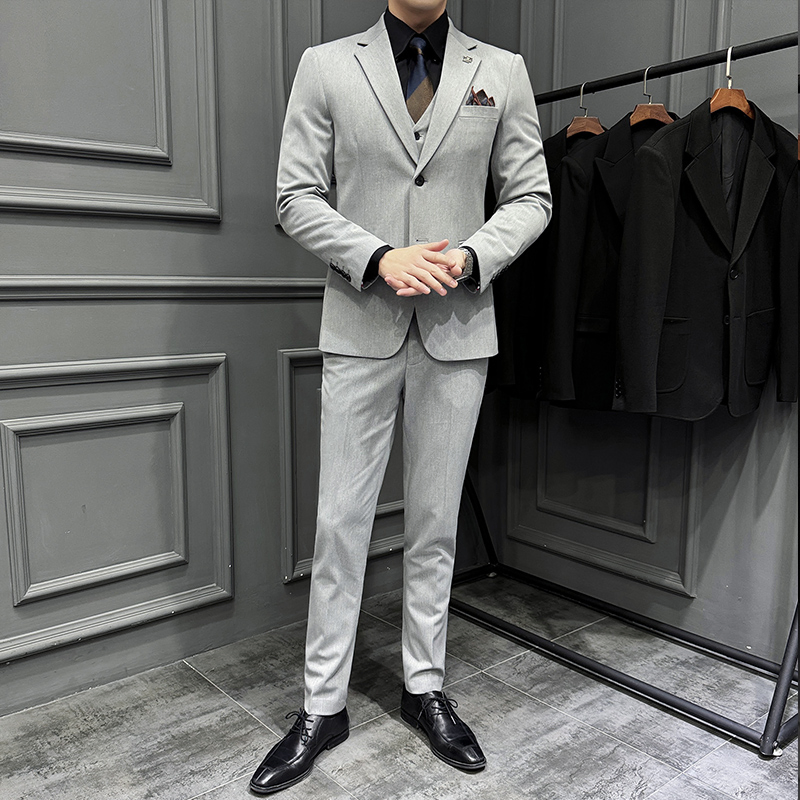 Men Groom Wedding Dress 3 Pieces Suits Double Breasted Vest Pants Blazer