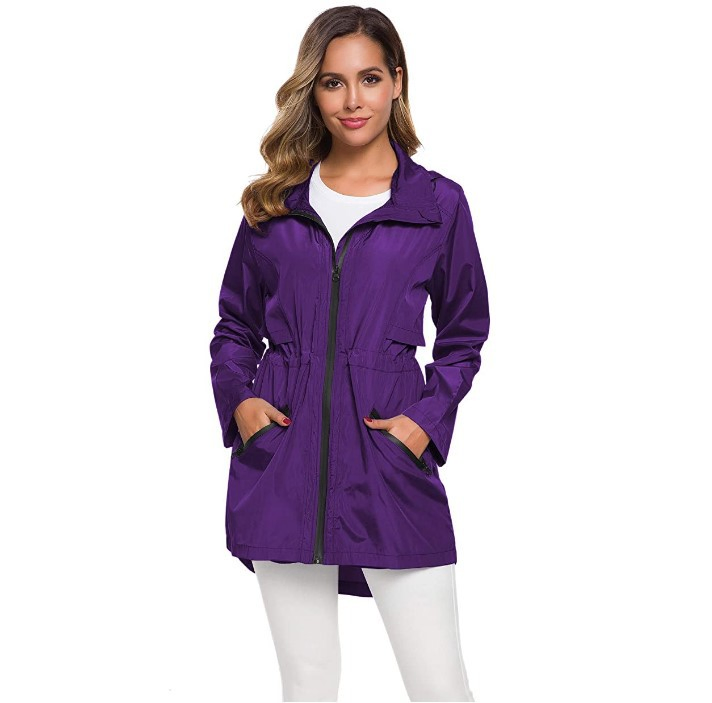 100% Polyester Outdoor Lady Parka Long Membrane Waterproof with Cap