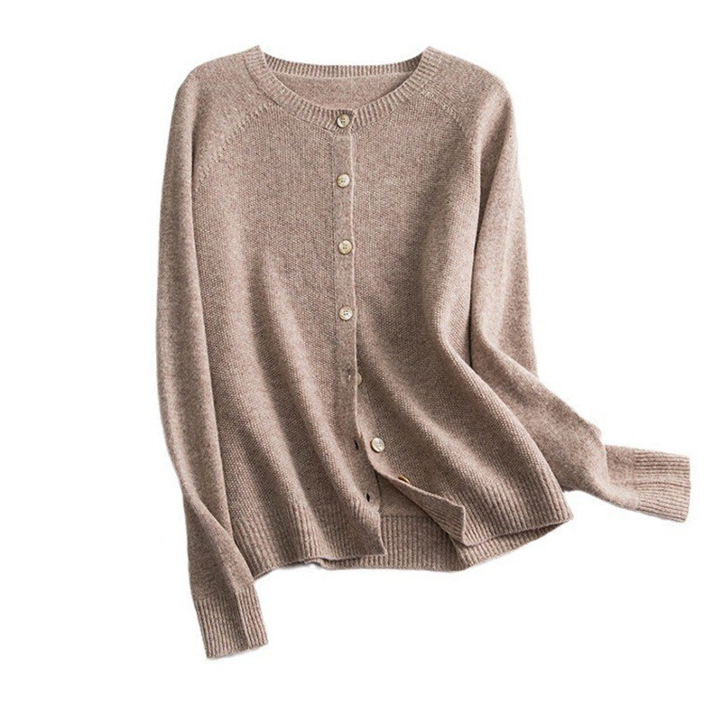 The Clothing Factory Offers Fashionable Customization. Women′ S Gray-Style Round-Neck Long-Sleeved Short Sequin Knitted Cardigans.