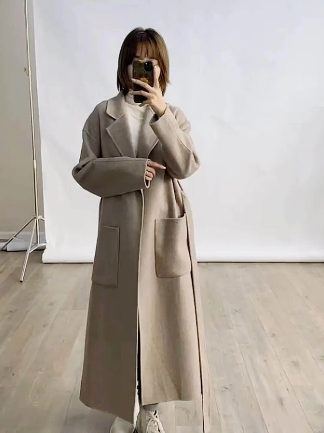 Casual Loose Long Over-The-Knee Wool Coat for Women