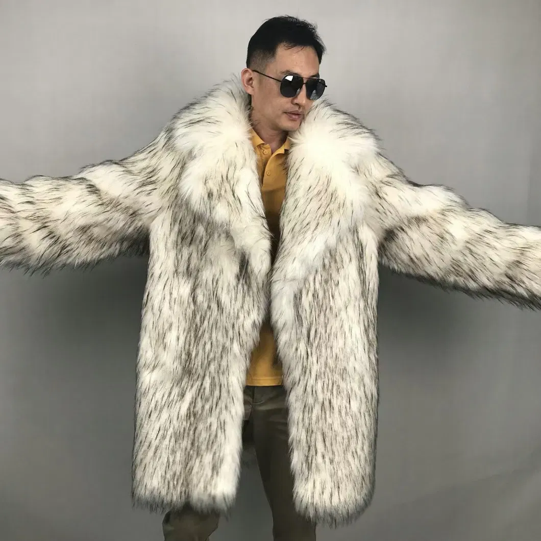 Men's Winter Faux Fur Trench Coat