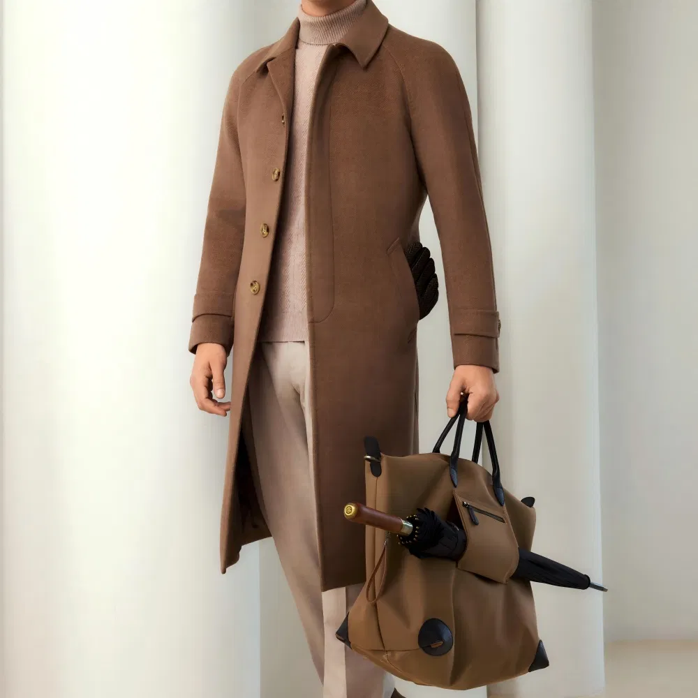 New-Style Spring and Autumn Season Outfits Men's Breathable Wool Coat