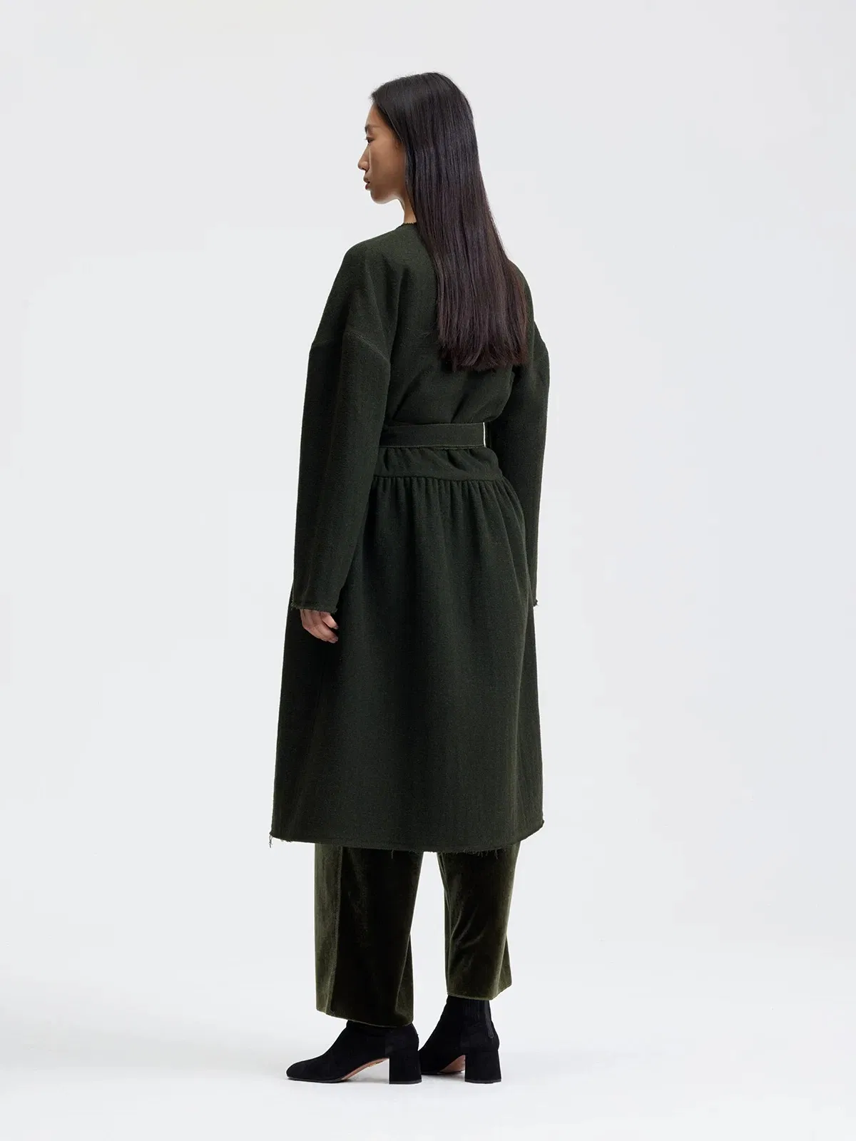 High Fashion Wholesale Women Double Side Loose Wool Coat Dress Shaped Wool Outwear