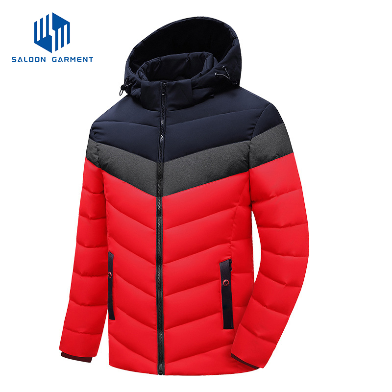 Customized Men's Winter High Warmth Fleece Lining Puffer Hooded Jackets