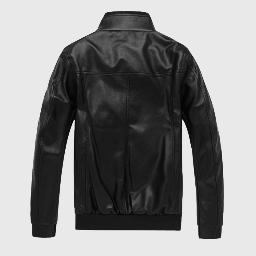 Stylish Urban Zippered Leather Jacket Versatile Logo and Color Customizable