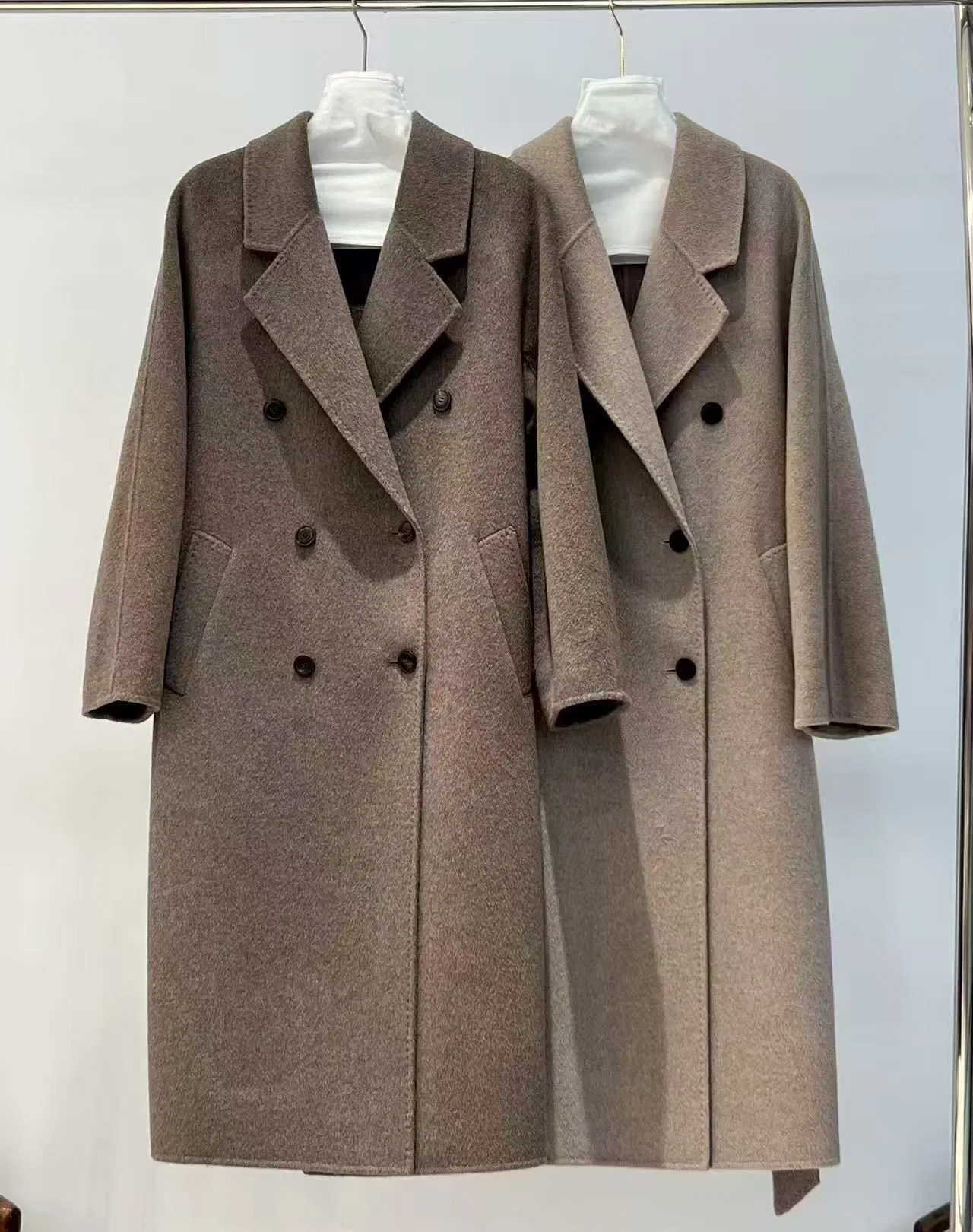 Luxury Women Winter Clothing Wool and Cashmere Blend Long Coat