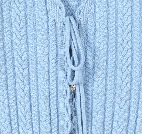 OEM&amp; ODM Ladies Autumn Winterwool V Neck Long Sleeve Sweater Cable Stitch Cardigan