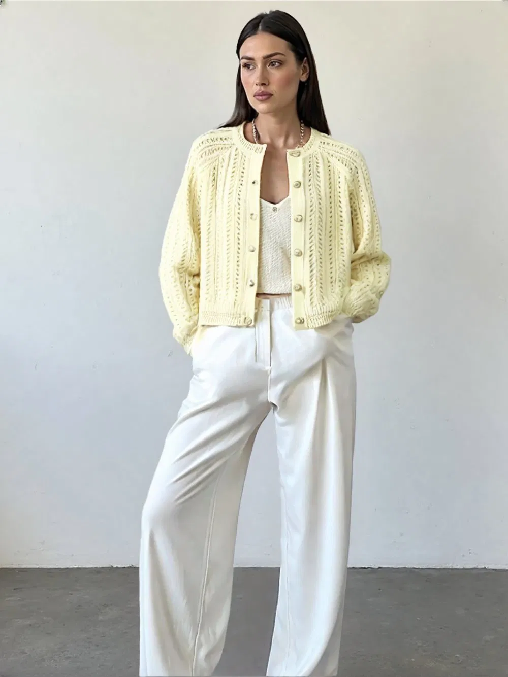 S26102 Women's Raglan-Sleeve Cable Knit Cardigan Fw26 OEM Ready