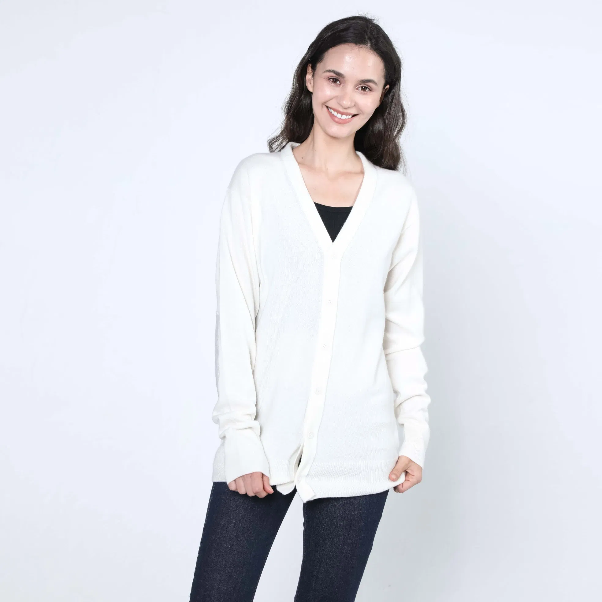 Most-Popular Casual Deep V-Neck Ladies Fashion 100% Cashmere Cardigan