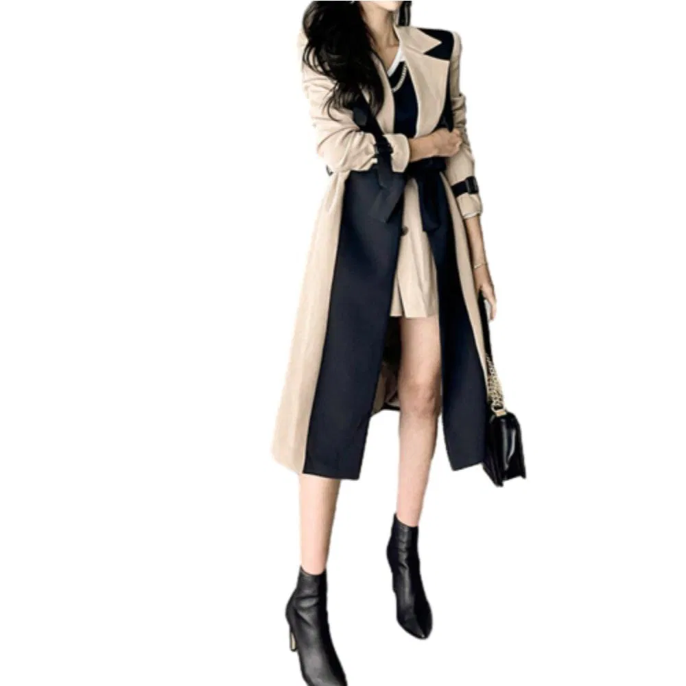 Fashionable Breathable Long Sleeve Wide Lapel Double Button Trench Coat