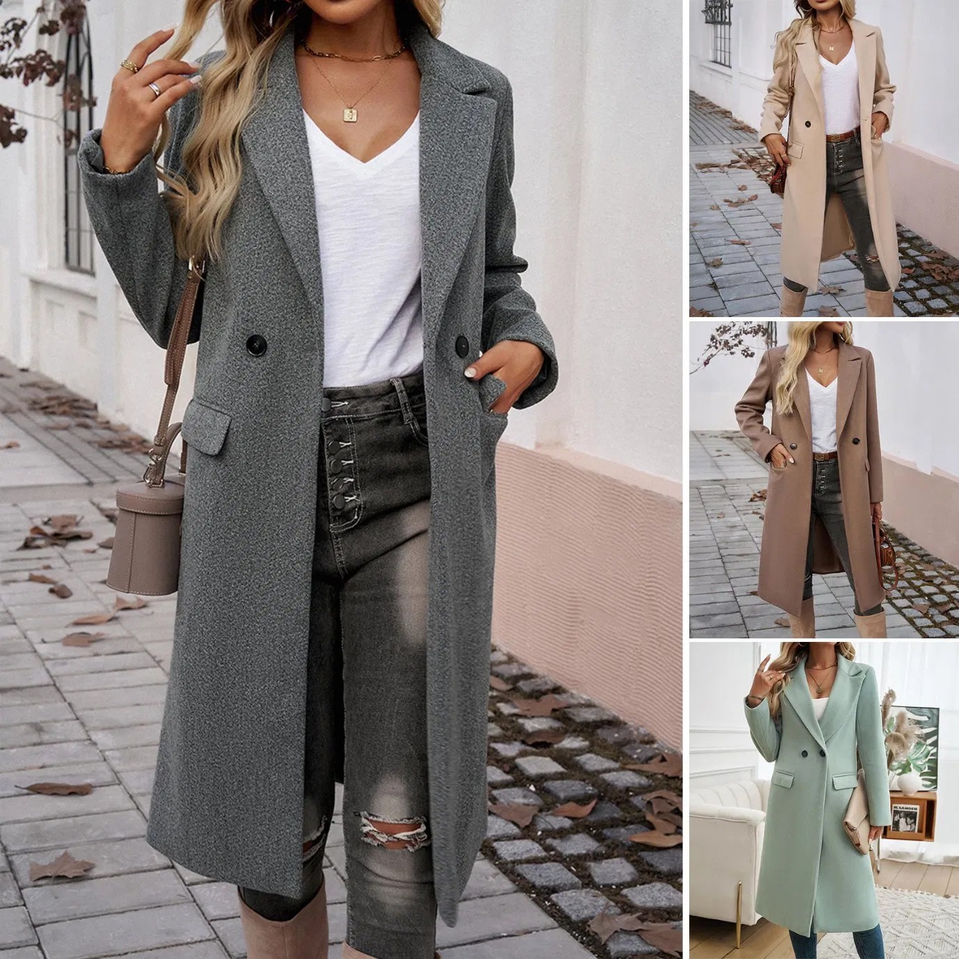 Autumn/Winter New Commuter Collar Cardigan Coat Women's Wear Trench Coats