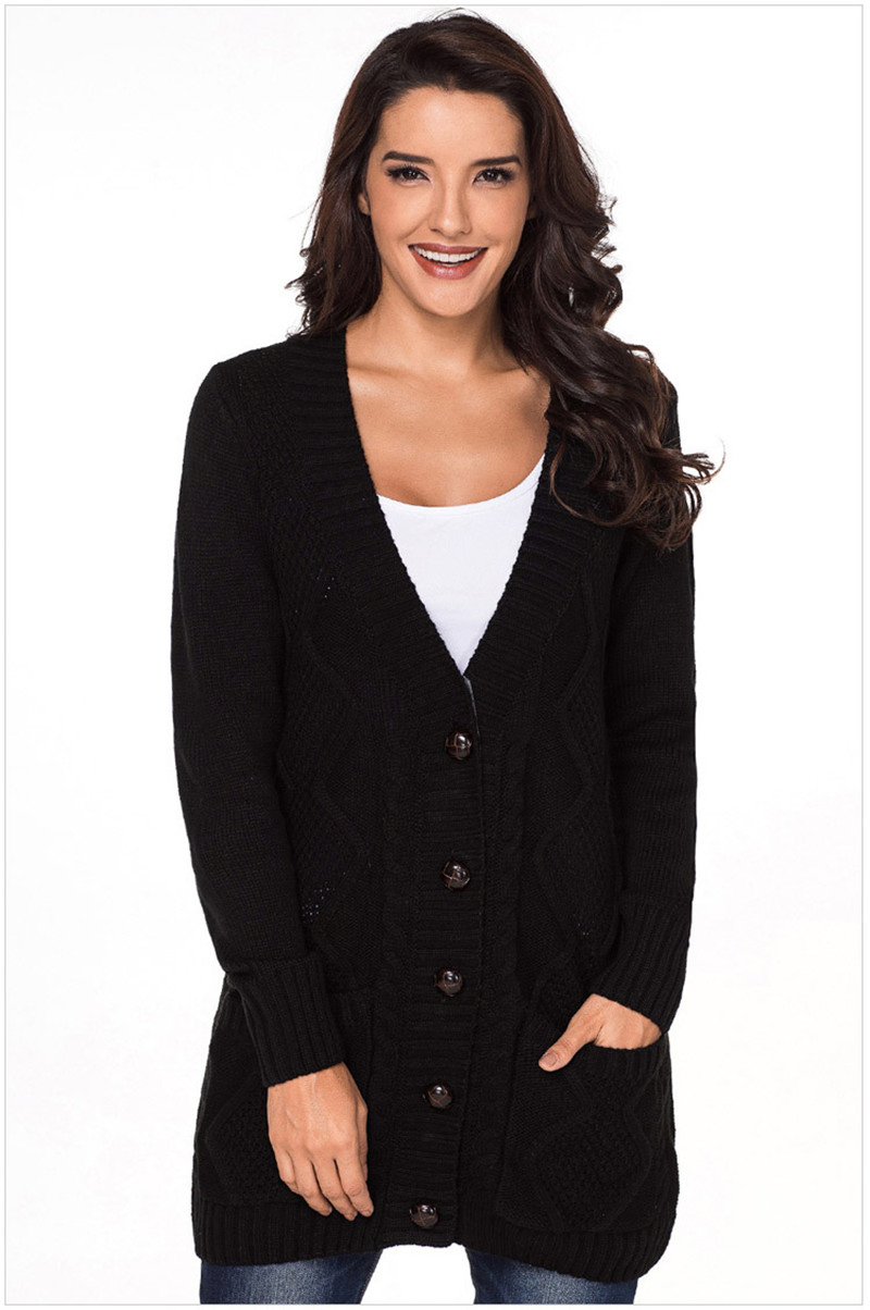Women Long Line V Neck Sweater Cardigan