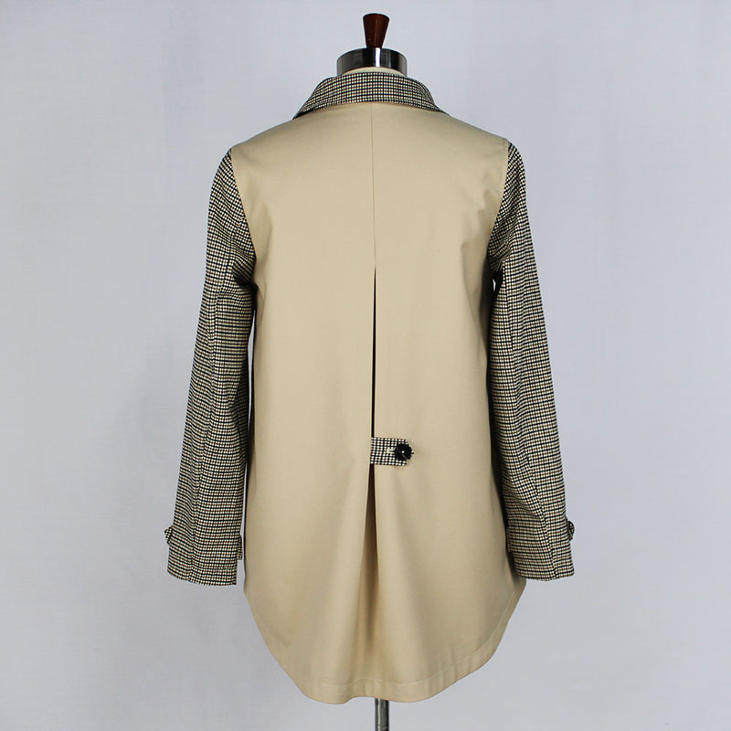 Women's Fashion Casual Double-Breasted Contrast Jacket A-Line Trench Coat with Sleeve Tabs
