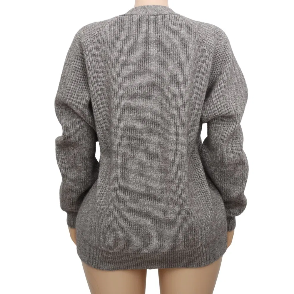 42% Acrylic 28% Nylon 30% Polyester, Gauge 7, Loose Winter V-Neck Open Placket Classical Women Stylish Knitted Sweater Cardigan