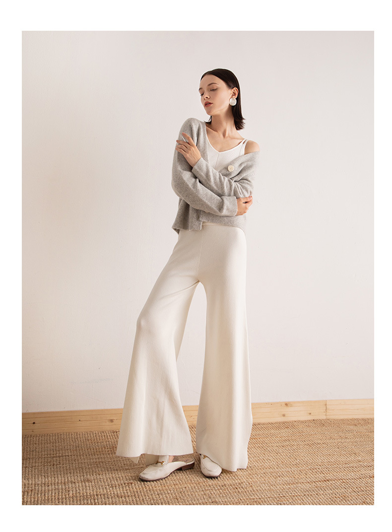 Spring Long-Sleeved V-Neck Wool Vintage Women Top Cardigan