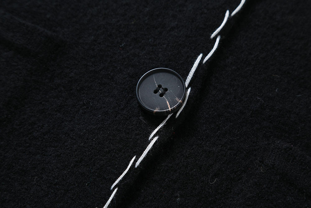 2025 Women's Korean Style Elegant 100%Merino Wool Knitwear Autumn Winter Ladies Fashionable Black Long Length Button up Knitted Sweater Coat