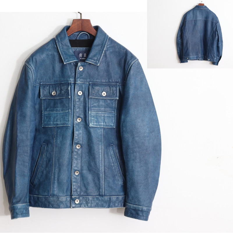 China Women Cowhide Clothes Trench Coats Cowboy Men Leather Jackets