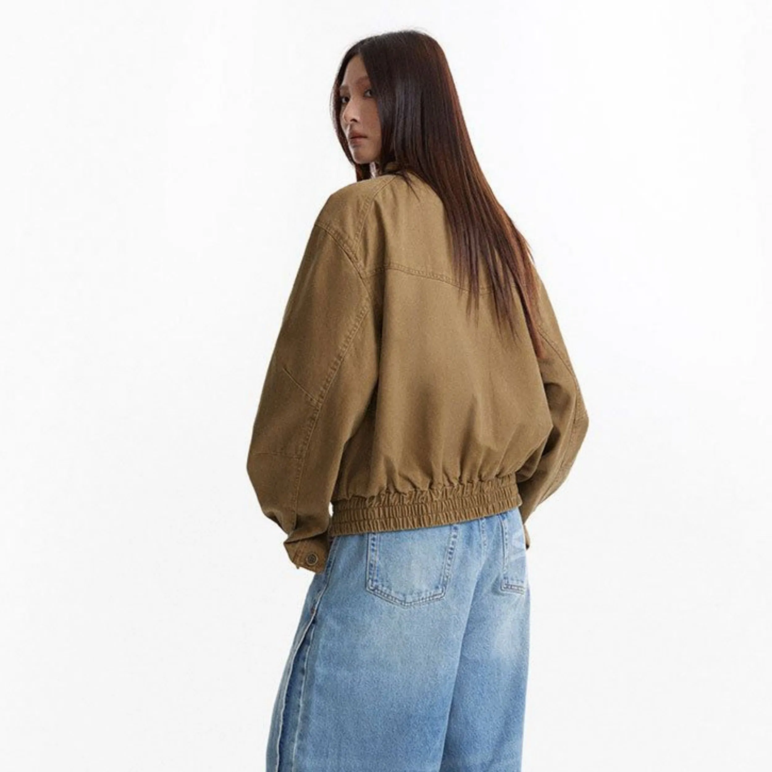 Factory Customization High Collar Loose Denim Jacket Top Coat