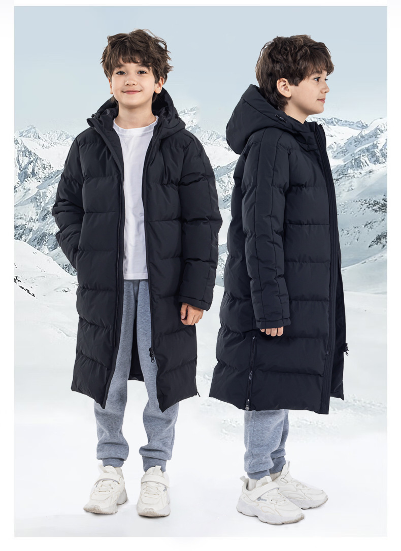 Logo Unisex Long Cotton Padding Thicken Parka with Hood