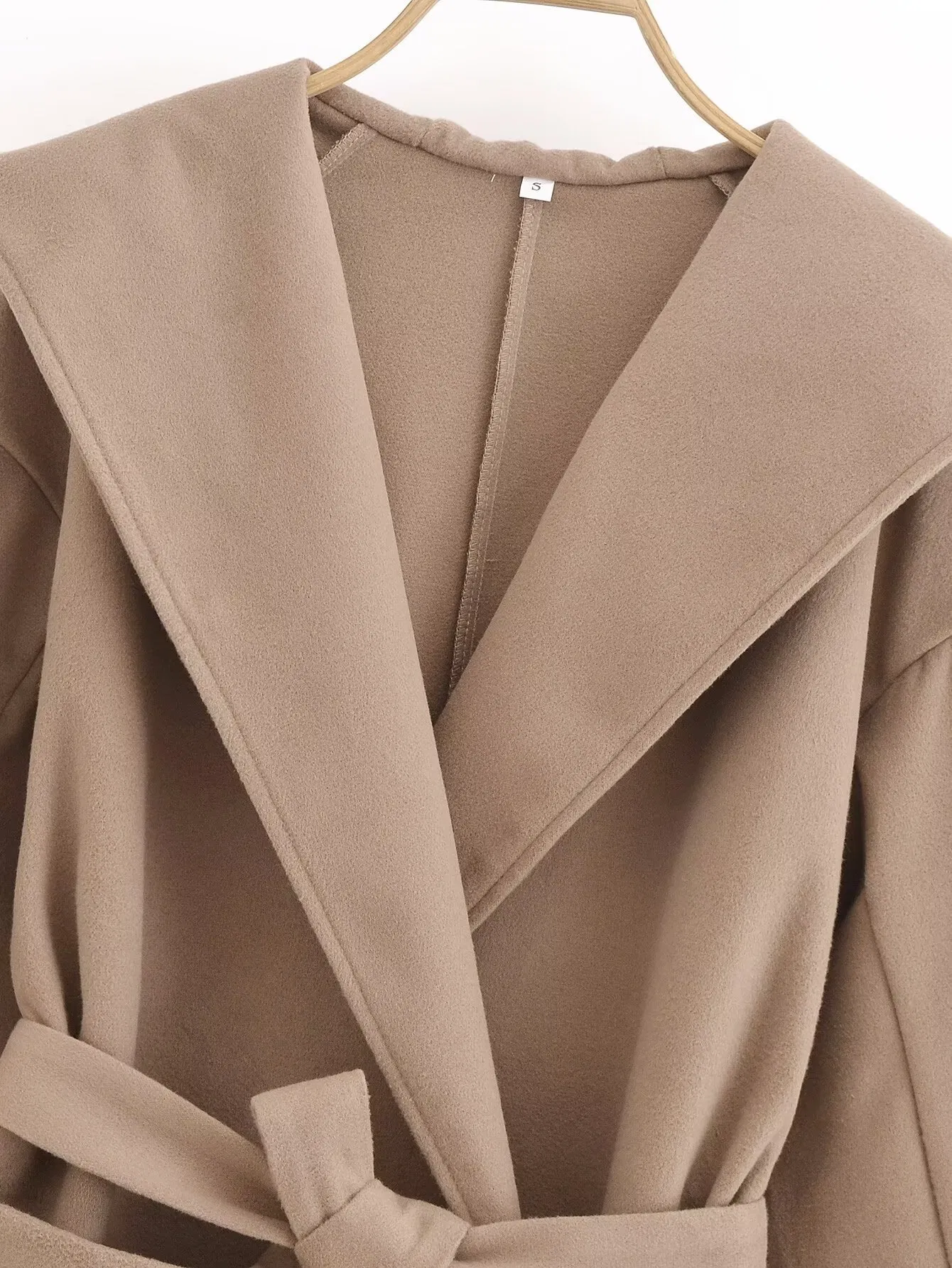 Customizable MID-Length Hooded Woolen Trench Coat with Lace-up Design