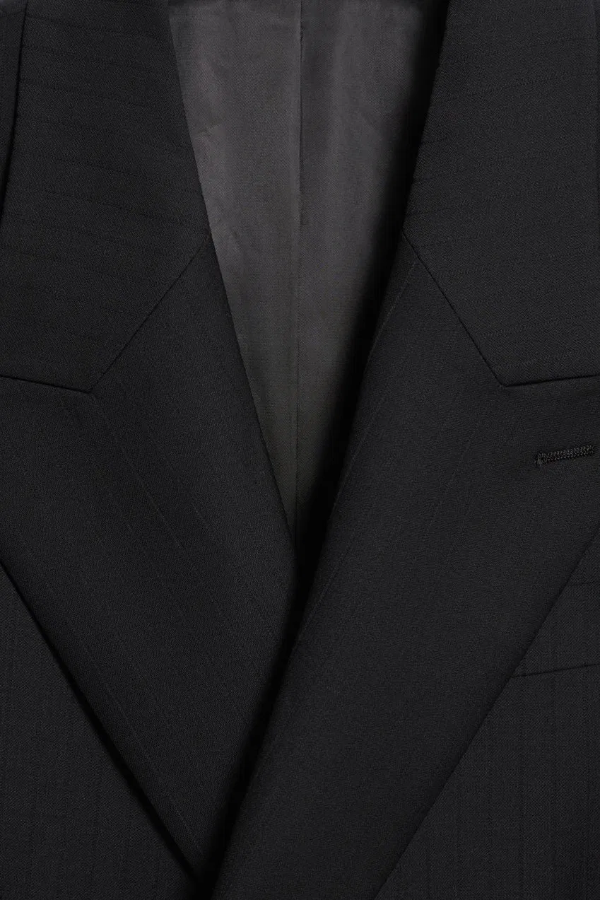 Double-Breasted Textured Stripes Blazer 1