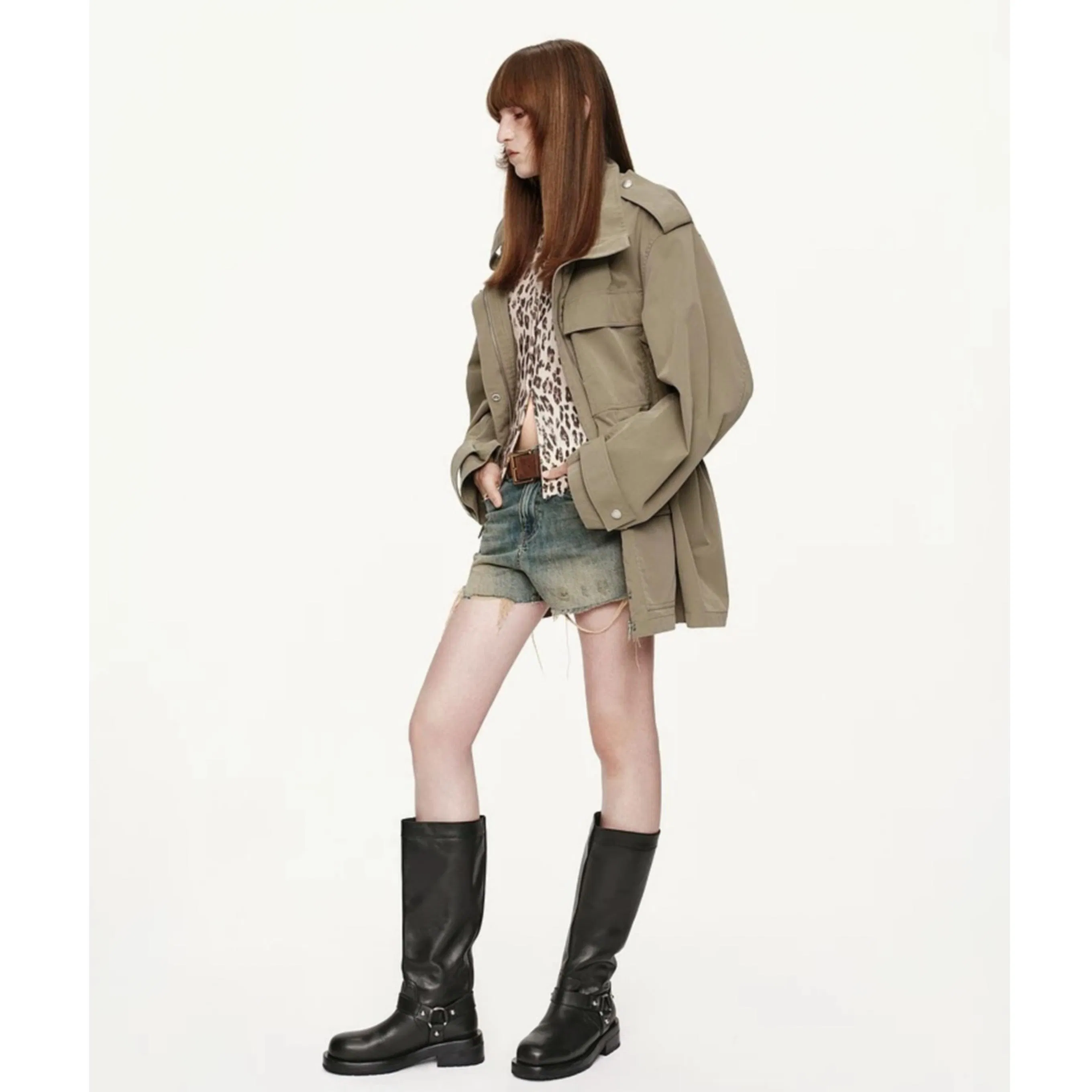 Design High-End Women Dust Coat Wholesale MID Straight Length Elastic Waistband Trench Jacket for Women Autumn Wear