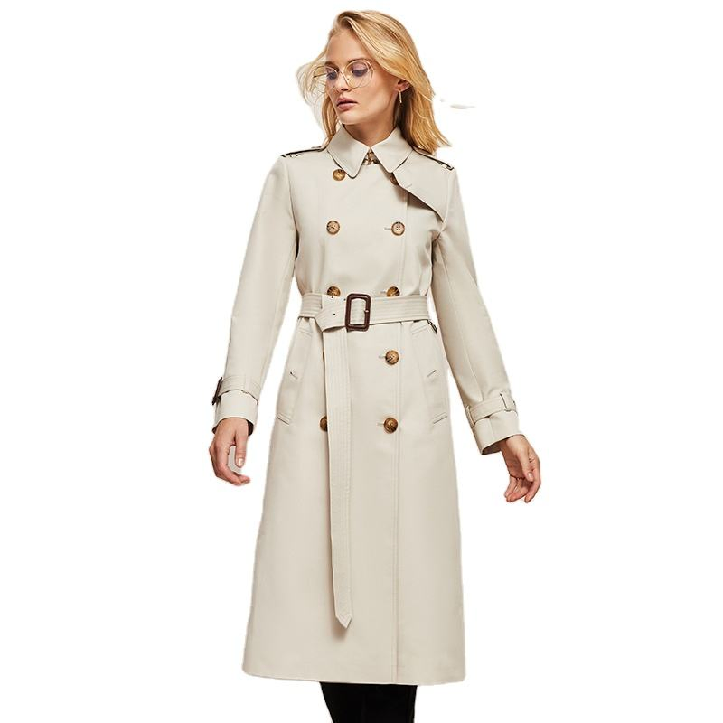 High Quality Customized Latest Fashionable Handsome Windbreaker Ladies Trench Coat