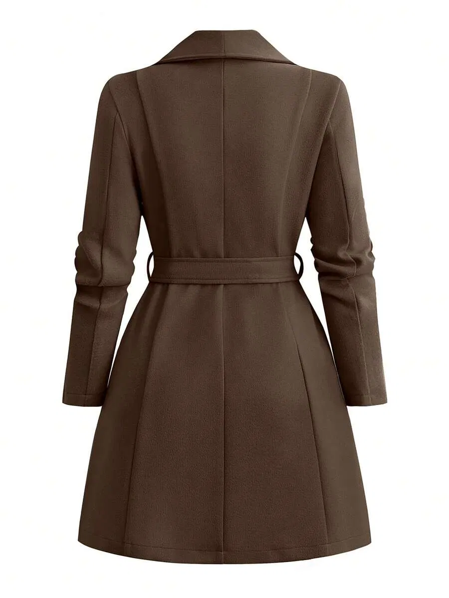 Tall Women Long Trench Coat Winter Warm Slim Fit Overcoat