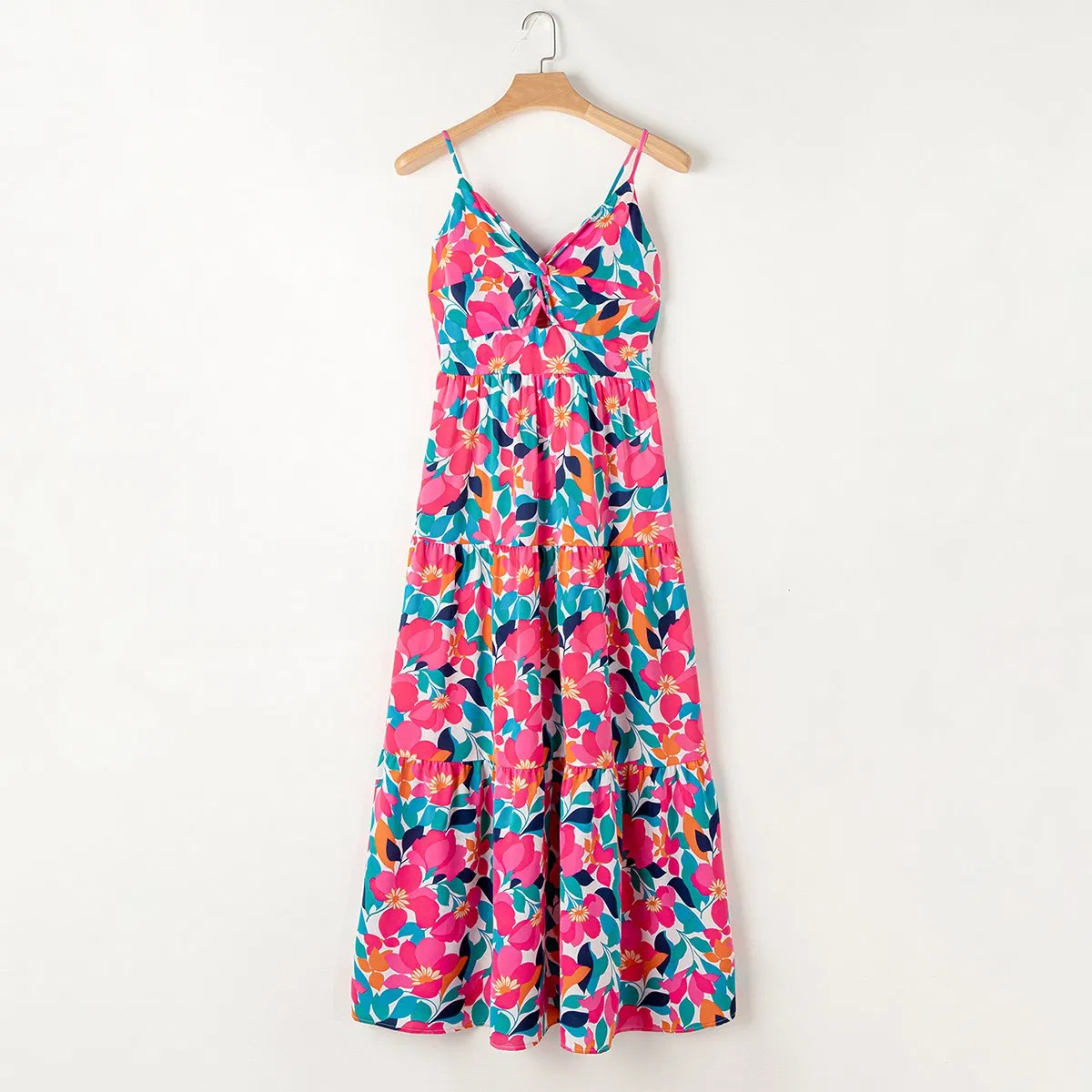 Dear-Lover Boutique Wholesale Vestido De Mujer Boho Bohemian Clothing Floral Twisted Smocked Back Tiered Summer Maxi Long Women Fashion Ladies Dress