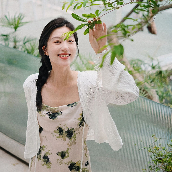 French Style Spring Knitted Cardigan with Air-Conditioning Features