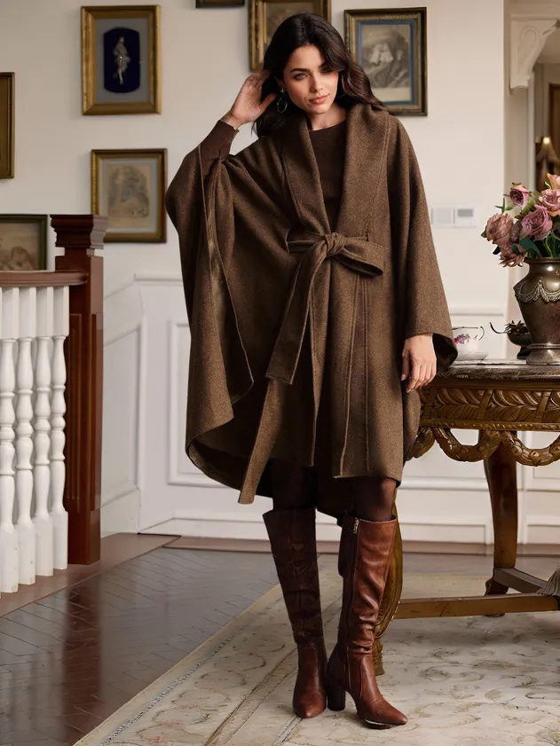 Wool Cape Coat View 1