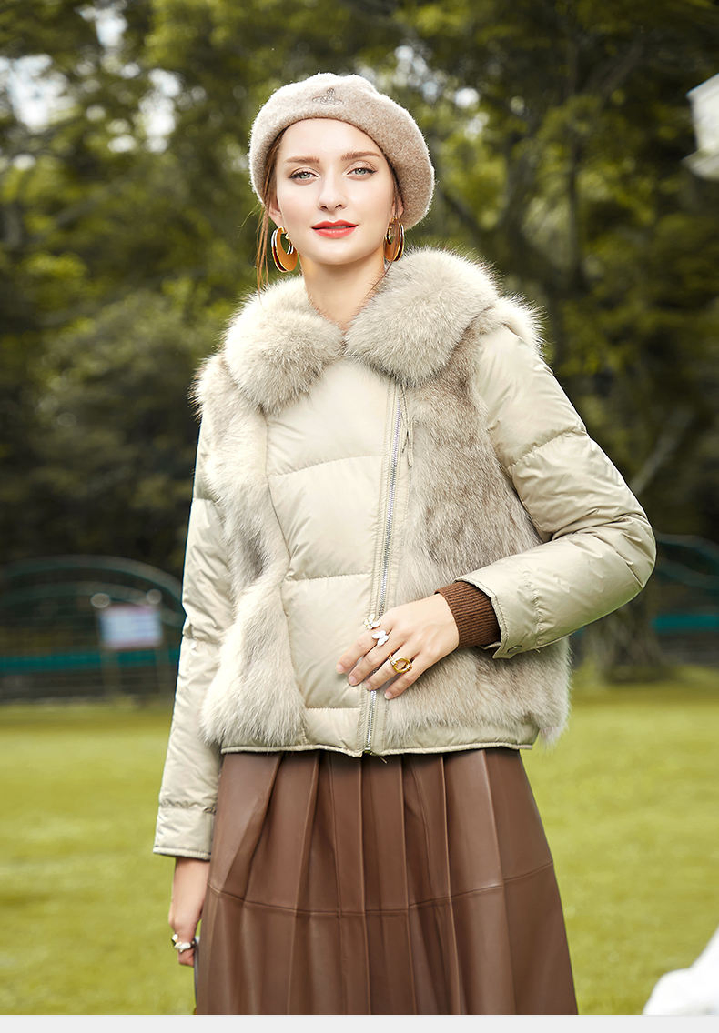 Custom Women Russian Down Jacket Women Down Jacket Collar Fur Puffer Shiny Down Jacket for Women
