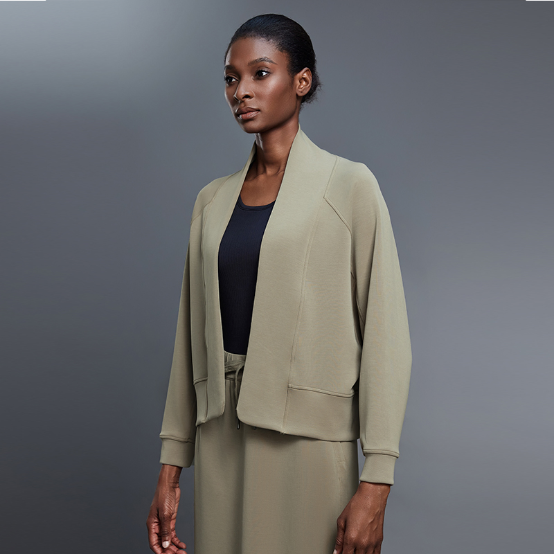 Custom Trendy Women's Clothing Casual Sports Top Long Sleeve Air Layer Casual Shawl Cardigans