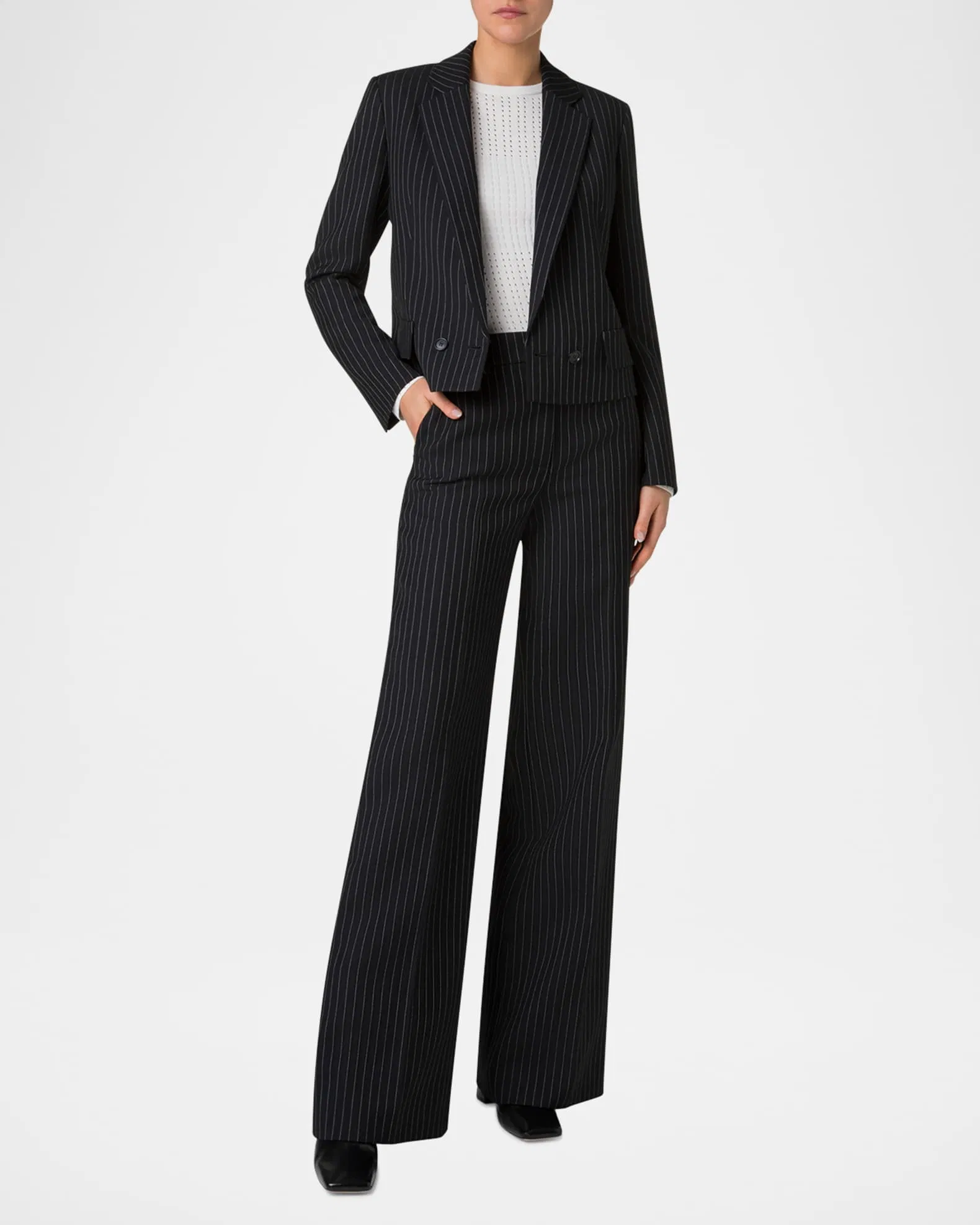 Wholesale OEM High-End Fashion Pinstripe Double-Breasted Casual Business Women's Short Blazer