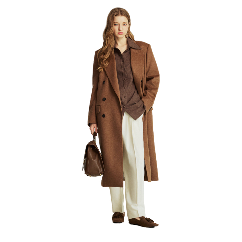 Elegant Double Breasted Wool Blend Women Coat Custom Factory for Winter Wear