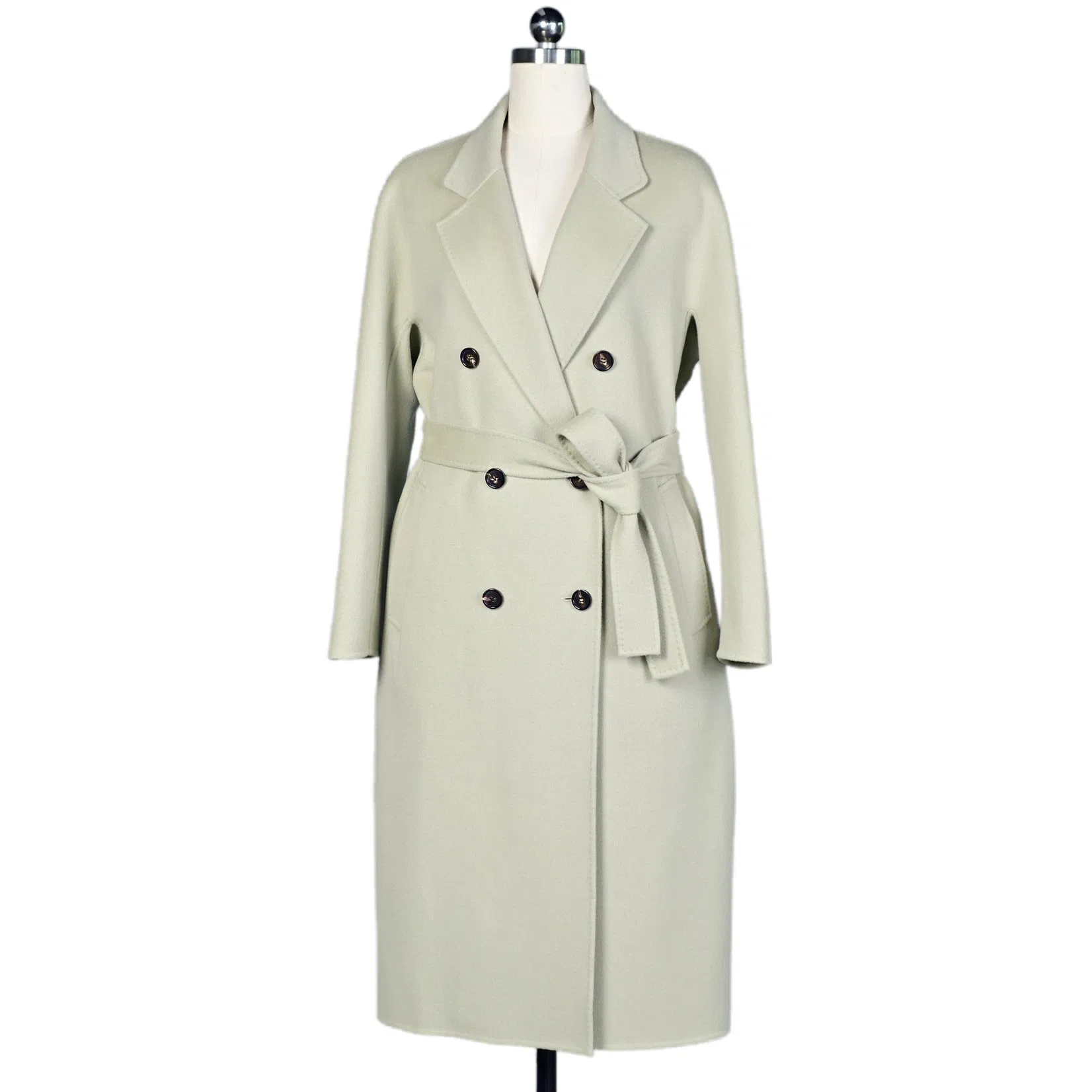 Stylish Light Green Women's Cashmere-Merino Wool Winter Long-Coat for Fashion