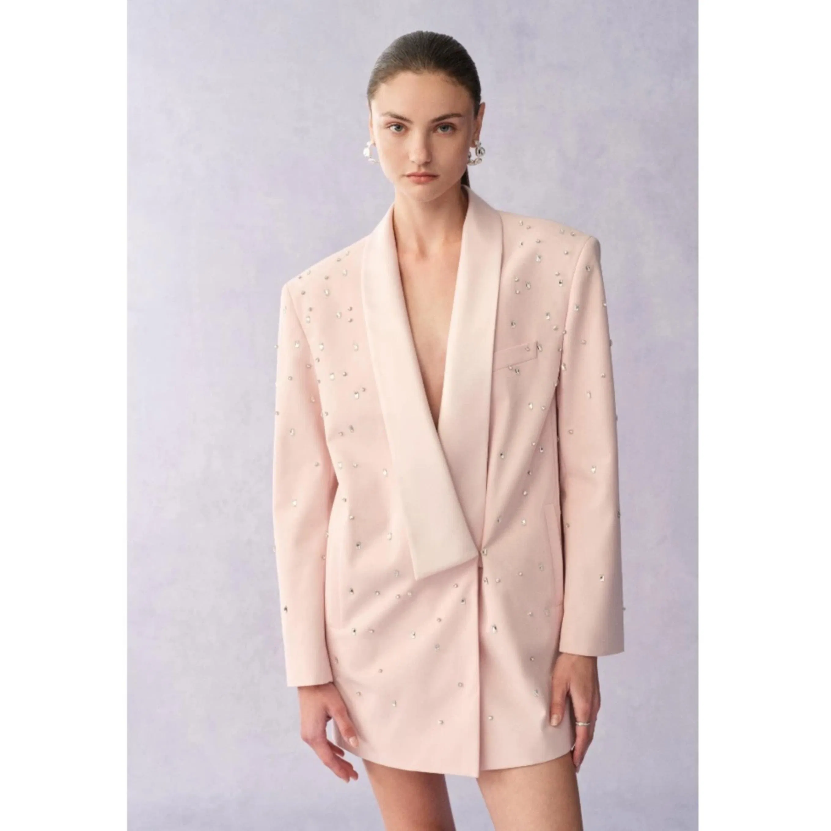 Luxury Manufacturer Shoulder Pad Ironing Beads Design Blazer for Woman Spring Summer Wear Women Suit Blazer Jacket