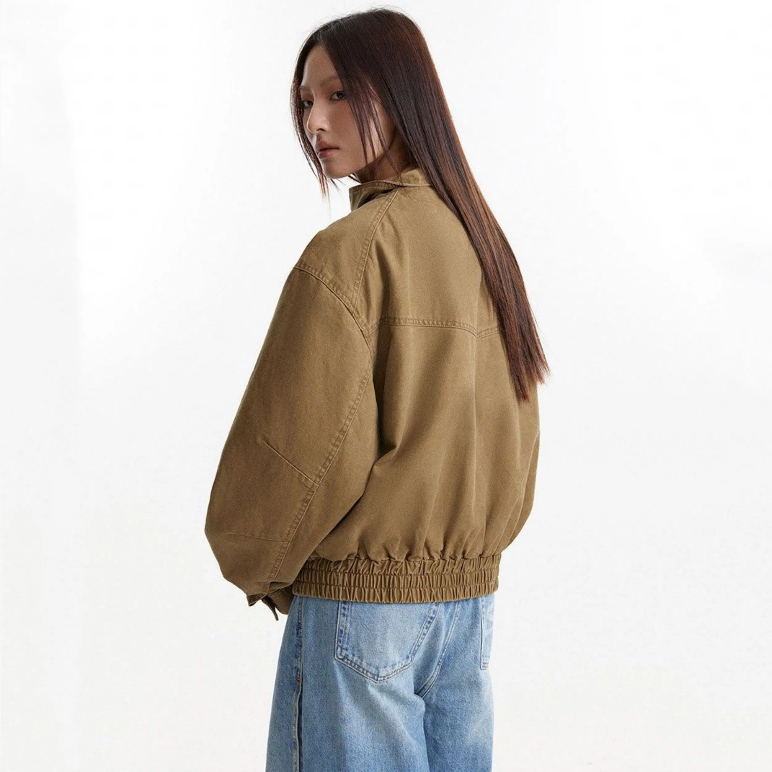 Factory Customization High Collar Loose Denim Jacket Top Coat