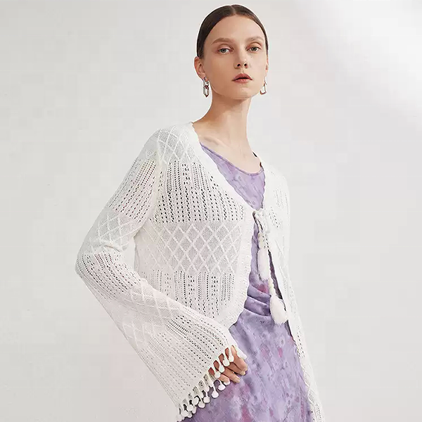 French Style Spring Knitted Cardigan with Air-Conditioning Features
