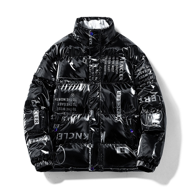Men Long Sleeve Short Design Shiny Padding Effect Winter Coat Puffer Jacket