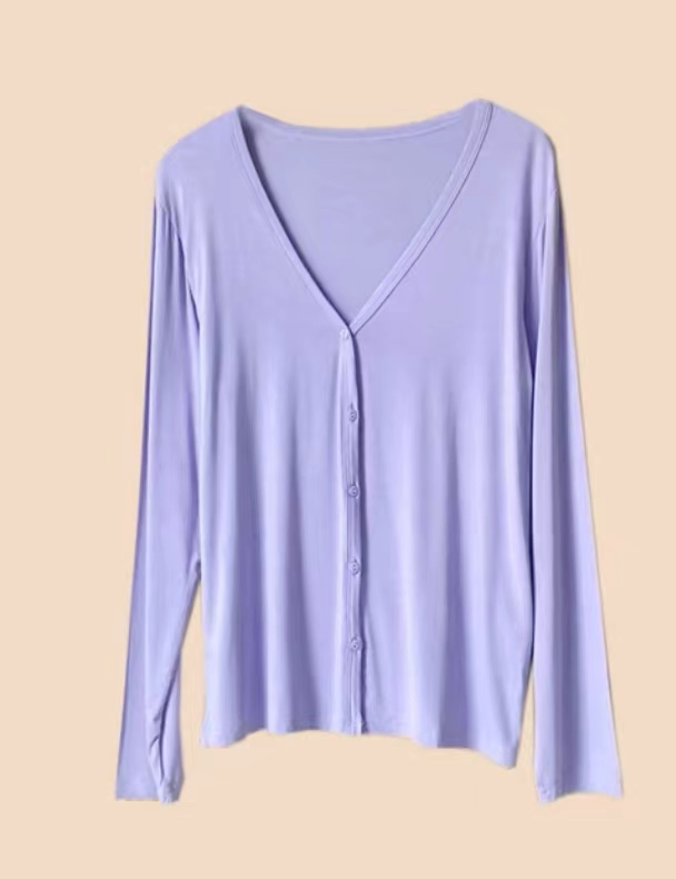 Factory Wholesale Price Solid Colour Bamboo Cardigan Long Sleeves Soft Womens Clothes